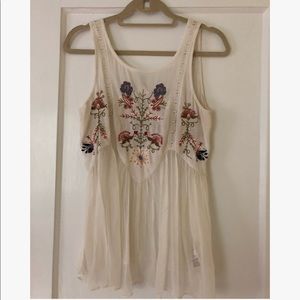 Free People Embroidered Flowy Tank